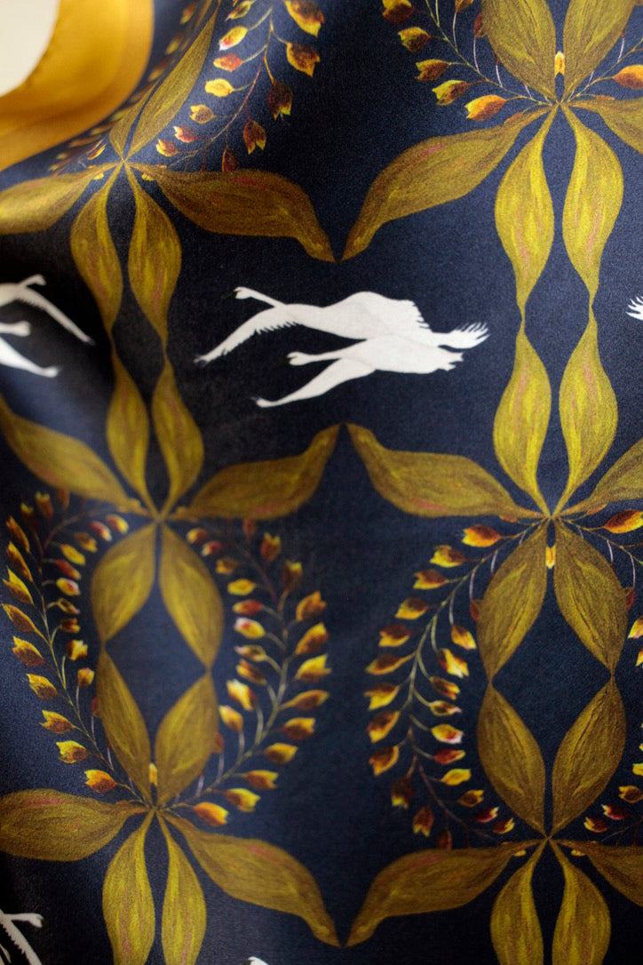 15"x75" Avriel, Navy 100% Silk