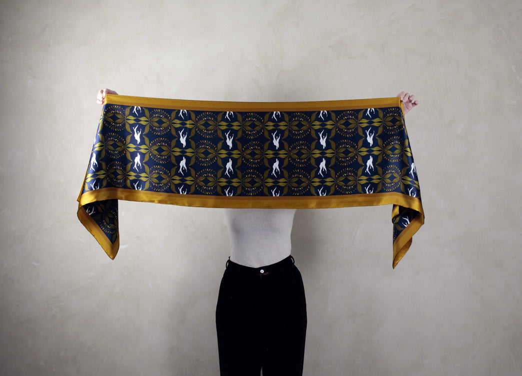 10"x55" Avriel, Navy 100% Silk (Small)